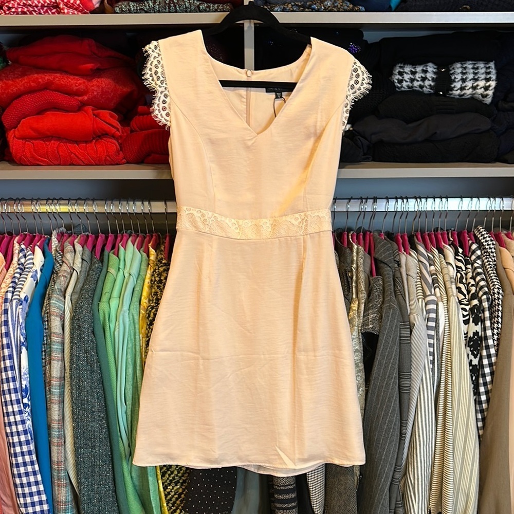 Paris Sunday pale peachy pink sleeveless back zipper dress size S NWT